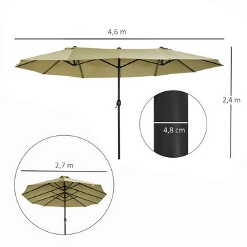 Outsunny Sonnenschirm Terrassenschirm mit Handkurbel, LxB: 460x270 cm, Doppelsonnenschirm, Gartenschirm, ohne Schirmständer