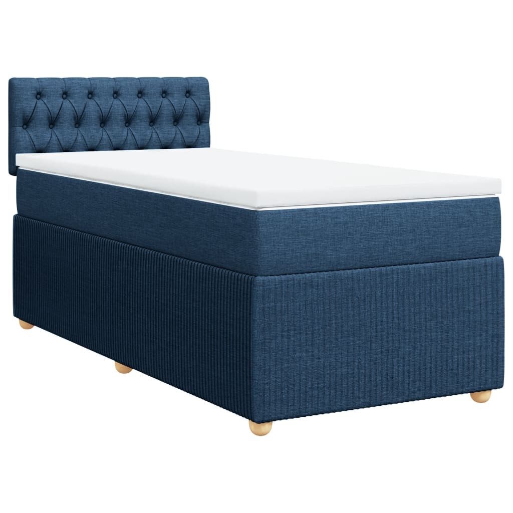 Bett Boxspringbett mit Matratze Blau 90x200 cm Stoff