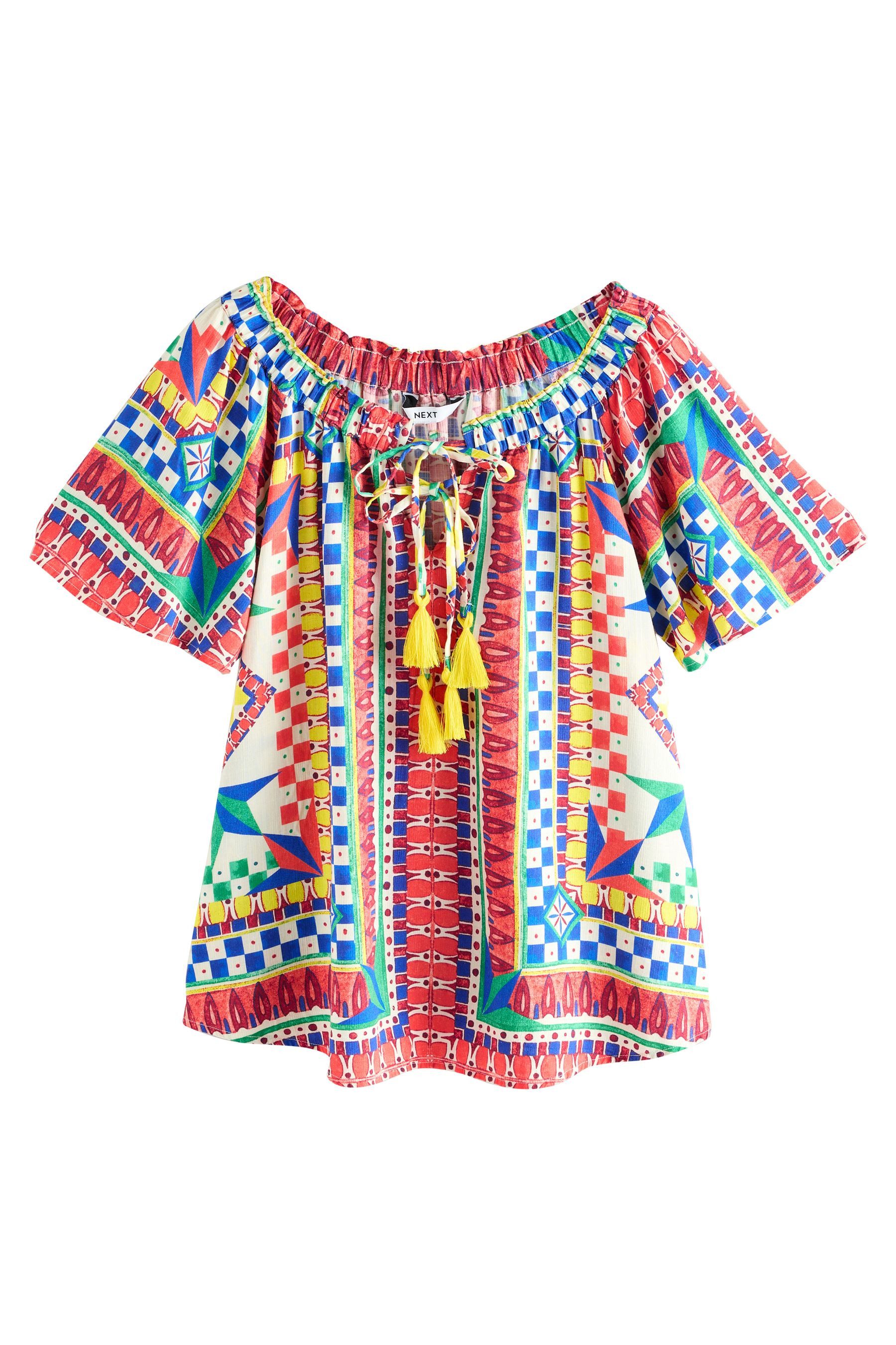 Next Blusenshirt Kurzärmliges Bardot-Oberteil mit Neckholder günstig online kaufen