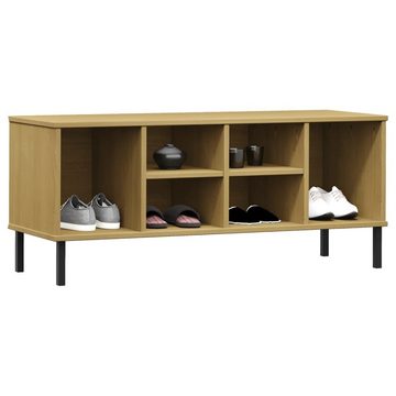 vidaXL Regal Schuhregal OSLO mit Metallbeinen Braun 106x35x45 cm Massivholz