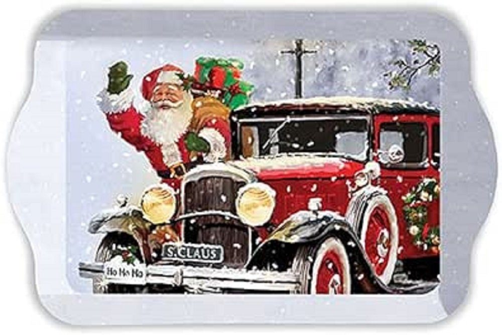 Ambiente Luxury Paper Products Servierteller Tablett Melamin ca. 13 x 21 cm, Kaffeservice, Teeservice, Tray, Melamin, Motiv Santa, Weihnachten, (1-tlg), Sommer / Frühling / Herbst / Winter Motiven