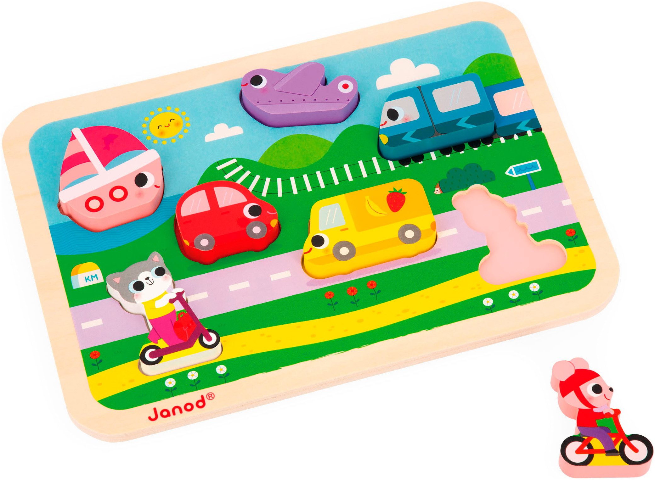 Janod Steckpuzzle Die Fahrzeuge, 7 Puzzleteile, günstig online kaufen