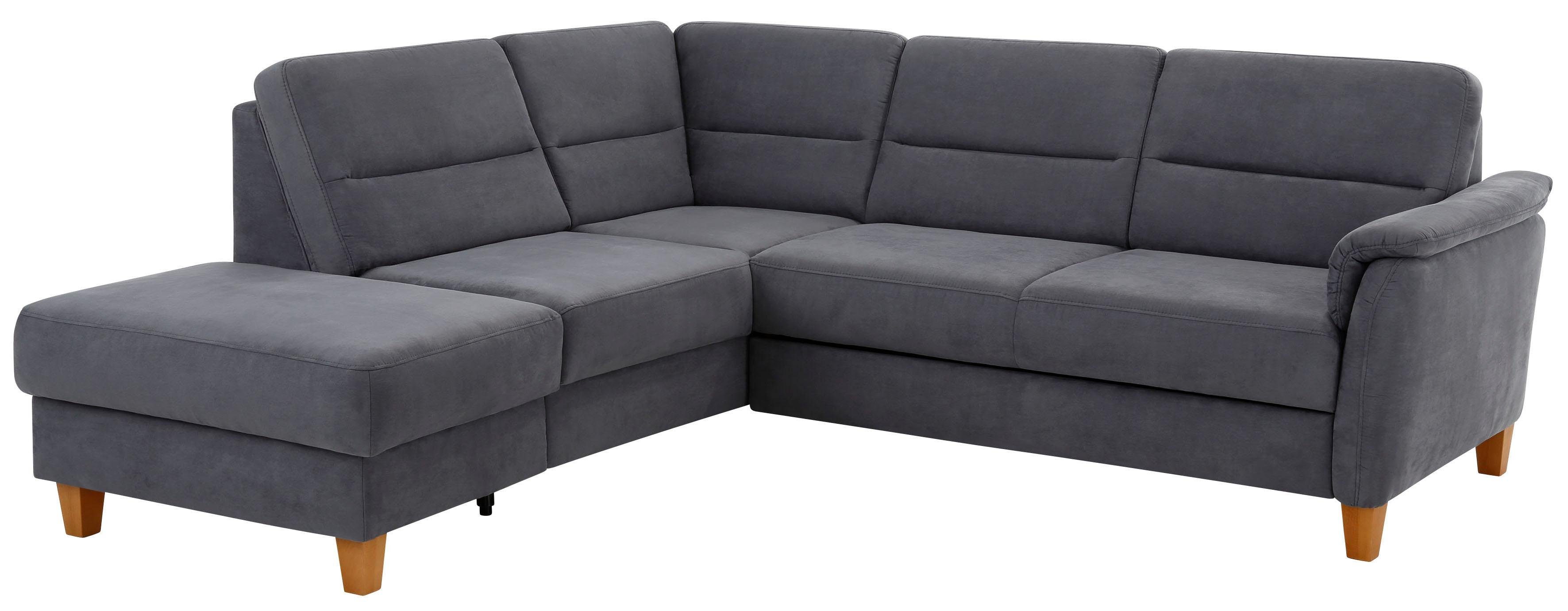 Home affaire Ecksofa Palmera, L-Form, B: 236 cm, Bettfunktion & Bettkasten wählbar, Federkern-Polsterung, Sitzhöhe 48 cm, handgefertigt, stilvolles Design