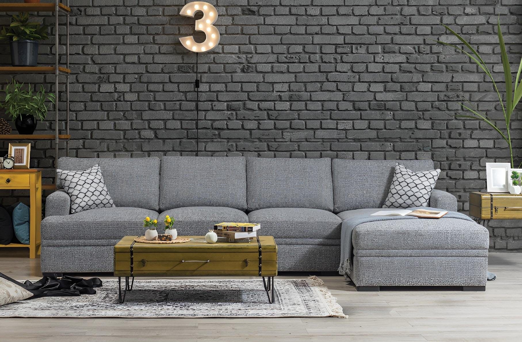 JVmoebel Ecksofa Sofa L Form Stil Modern Grau Wohnzimmer Mobel Design Einrichtung 1 Teile Made in Europa
