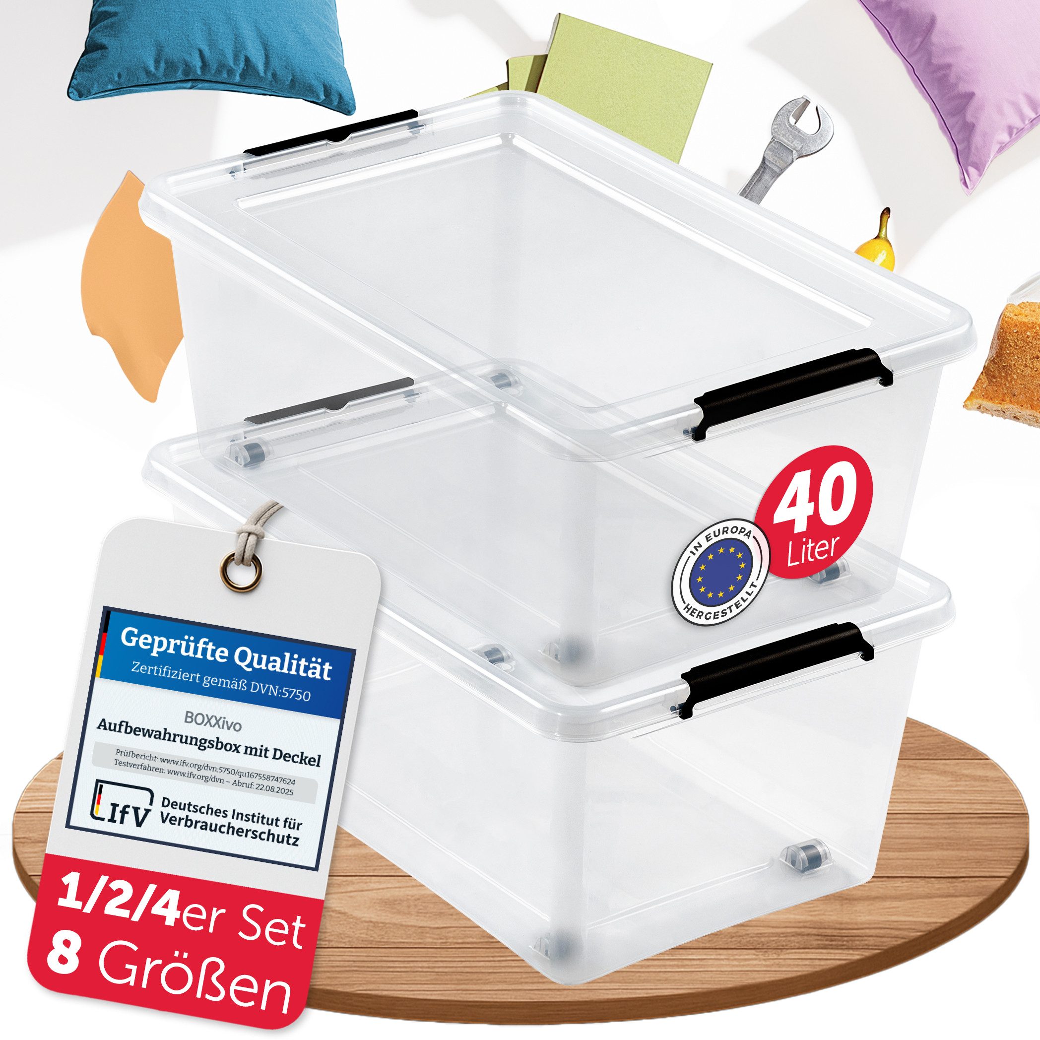 BOXXivo Aufbewahrungsbox Aufbewahrungsboxen mit Deckel BPA-freie & lebensmittelechte Boxen (2 St), Plastikbox mit Deckel - robuste & stapelbare Aufbewahrungsboxen