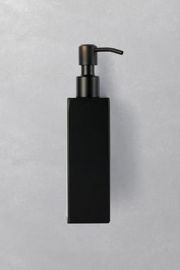 Ambrosya Seifenspender Seifenspender aus schwarzem Edelstahl - Seifenhalter Seife Spender Bad Küche WC Glas, Wandmontage
