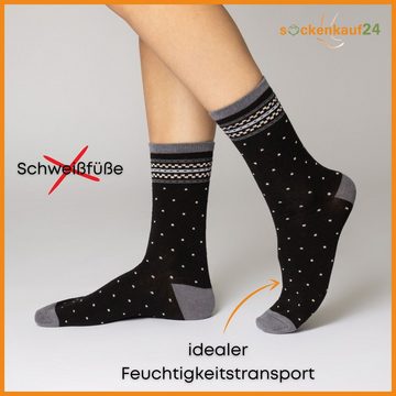 sockenkauf24 Basicsocken 10 Paar Damen Socken Mehrfarbig Streifen Punkte (34977/1, 39-42) Herzen Maritim Baumwolle
