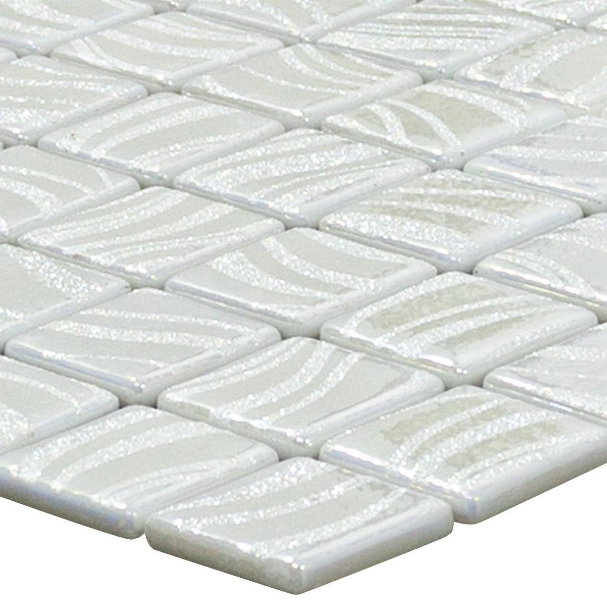 Mosafil Mosaikfliesen Glas Schwimmbad Pool Mosaik Marisburg Glitzer, Glas-Ecoglas 31.600x31.600, weiß, Punktverklebt - Frostsicher - Wasserdicht - Wasserfest - Rutschfest