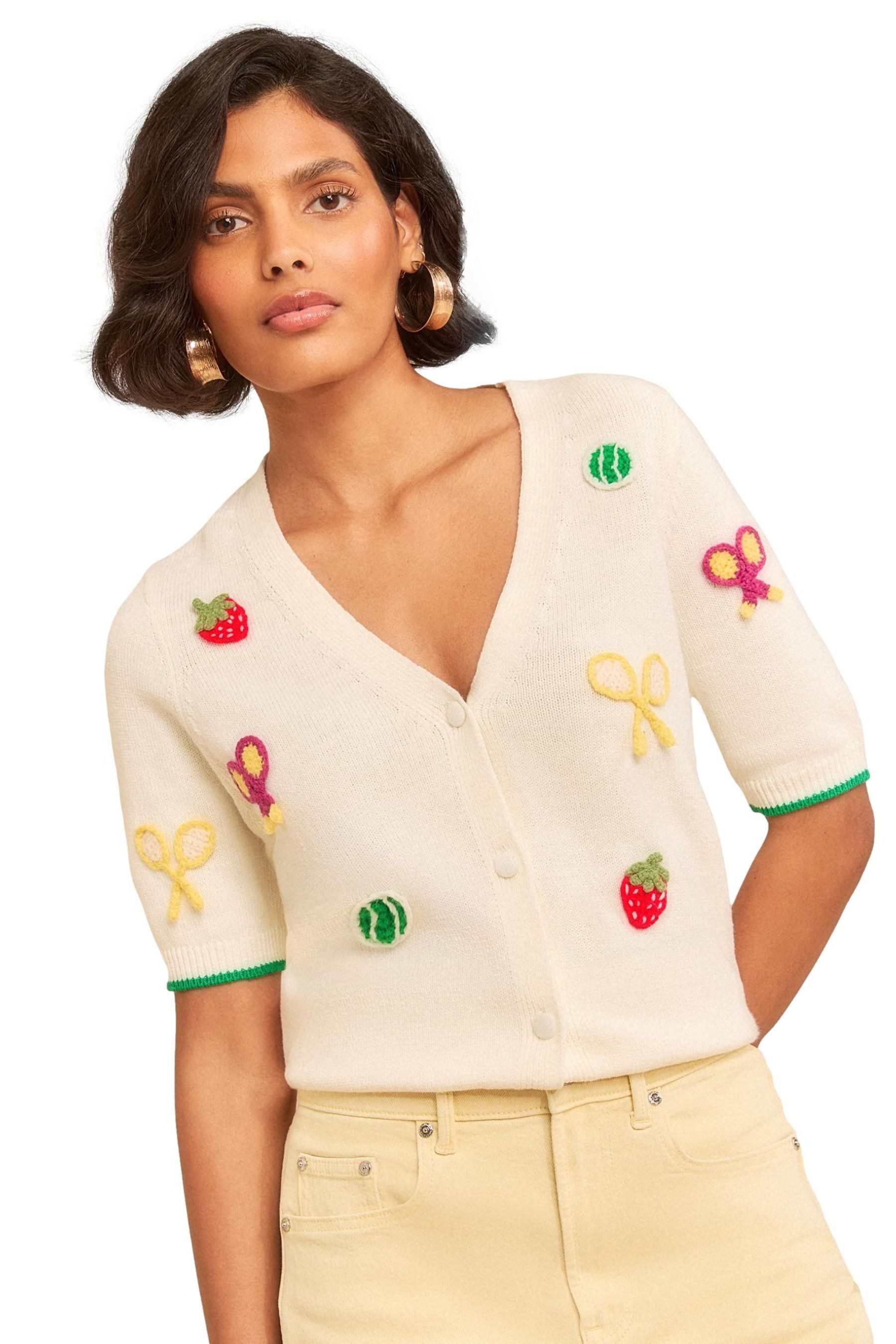 Love & Roses Strickjacke Love & Roses Kurzarm-Strickjacke mit V-Ausschnitt (1-tlg)