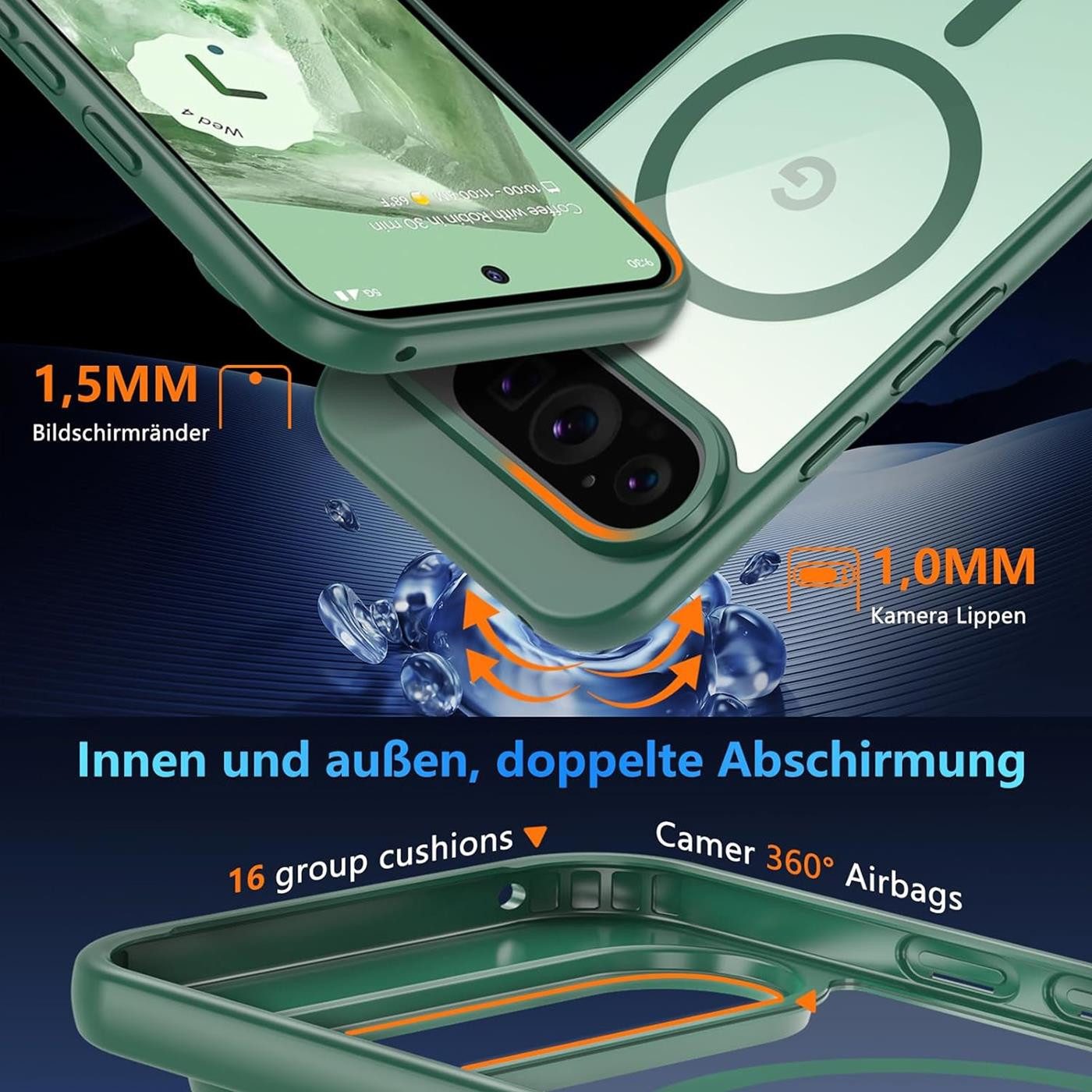 CoolGadget Handyhülle Magnet-Hülle für Pixel 10 Pro Schutzhülle magnetisch 6,3 Zoll, Hülle Matt Stoßfest kompatibel mit QI-Laden Zubehör Kameraschutz Case