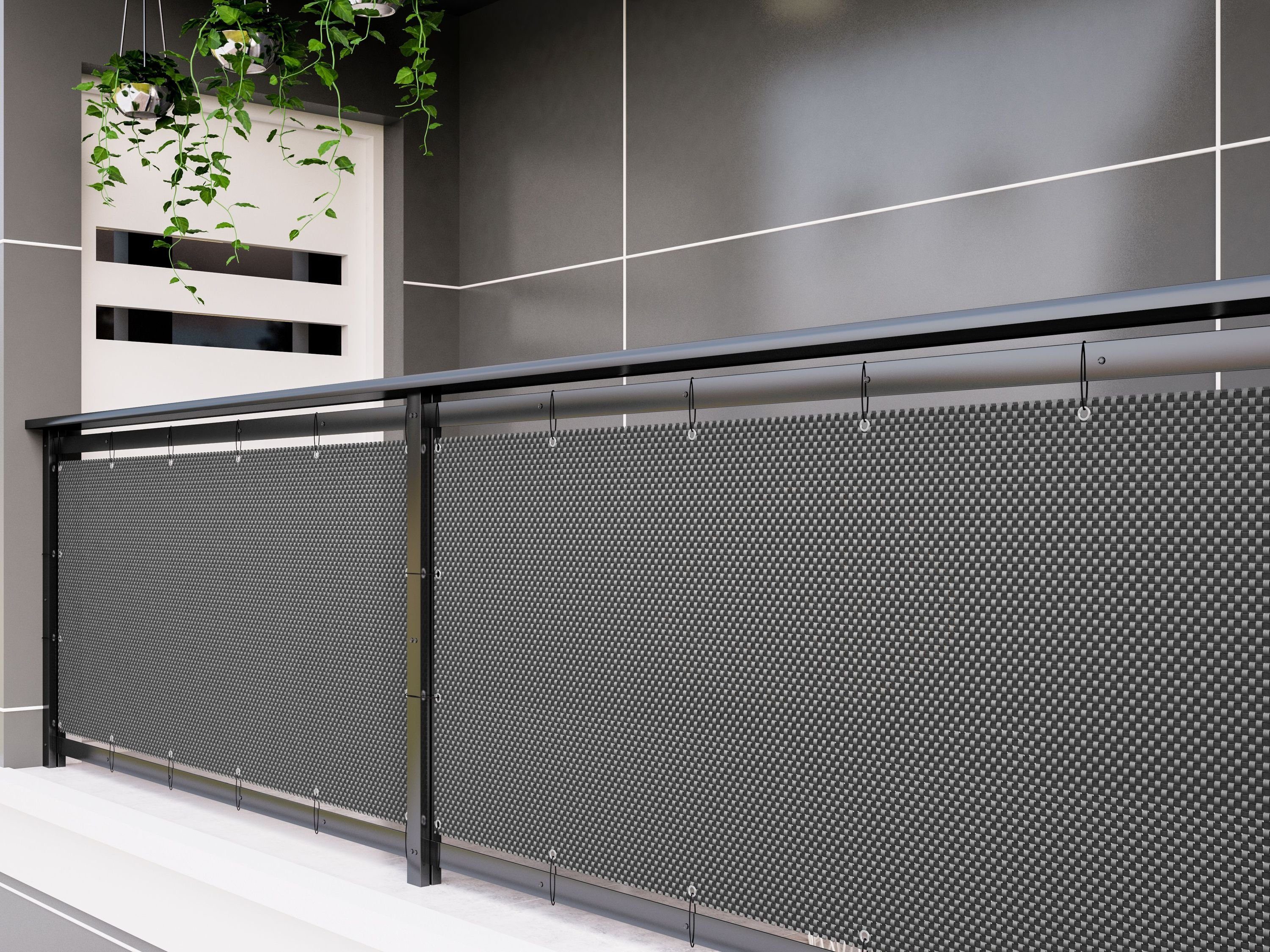 6m PVC Balkonsichtschutz Sichtschutz Balkonbespannung  Windschutz Zaun Balkon DE 