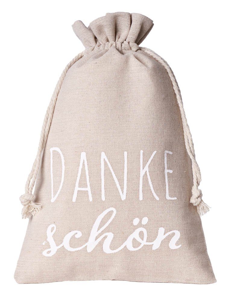 Geschenkbox 2 Geschenkbeutel, Leinensäckchen mit Gruß - Danke schön -