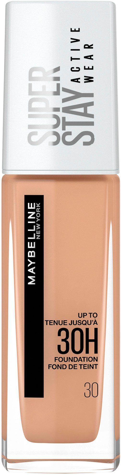 MAYBELLINE NEW YORK Foundation SUPER STAY ACTIVE WEAR FOUNDATION, mittlere bis hohe Deckkraft für einen natürlichen, frischen Teint
