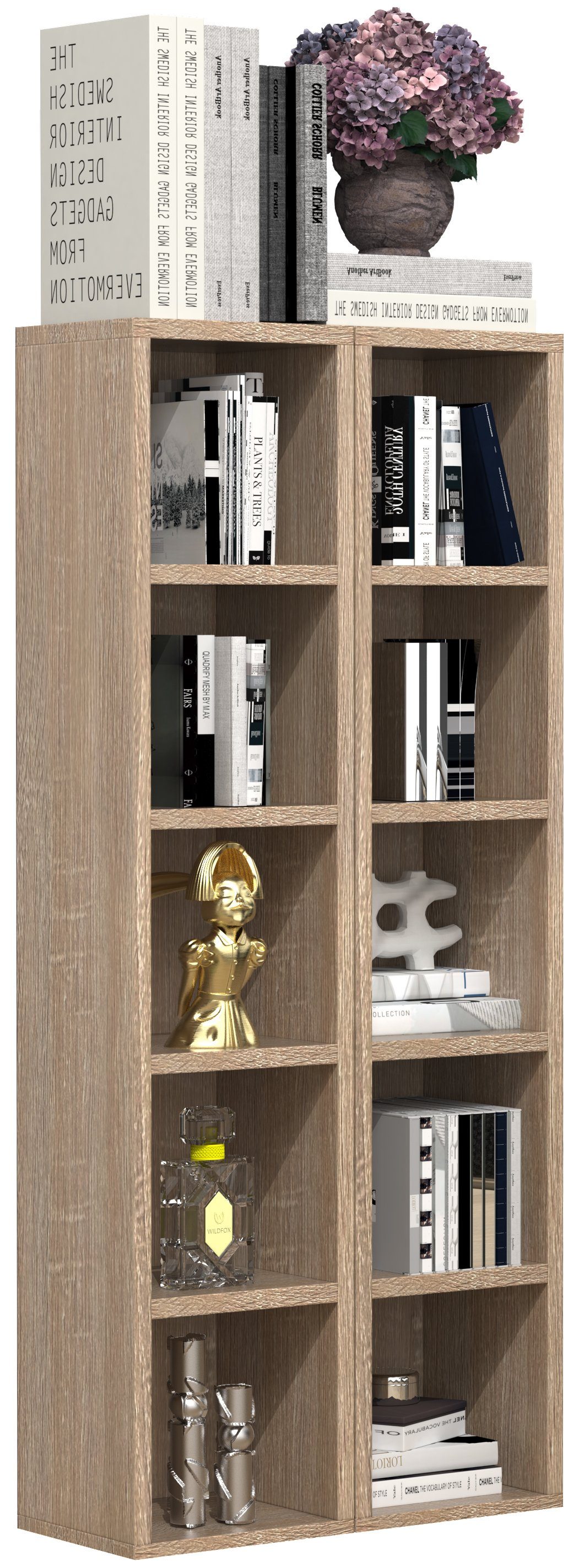 VCM Standregal Megosa S B. 20 x T. 17 x H. 187 cm, Aufbewahrung für CDs, DVDs und Bücher, für Wohnzimmer und Mediaraum
