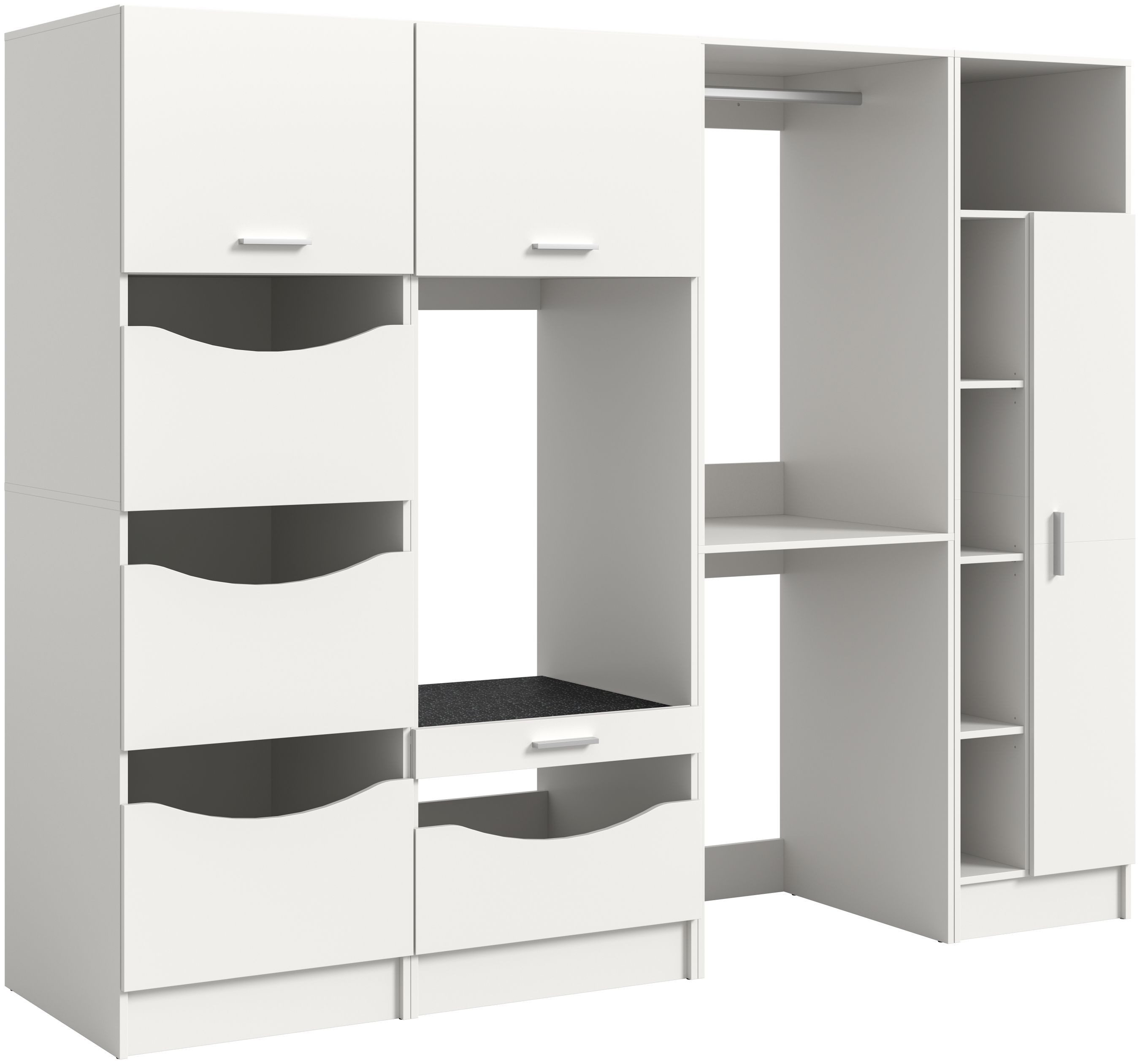 xonox.home Aufsatzschrank (4tlg. Set inkl. Wäsche-, Waschmaschinn-, Universalschrank) weiß Nachbildung Melamin beschichtet modern 248x195x68 cm