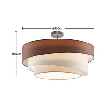 ELC European Lighting Circle Deckenleuchte Manasa, dimmbar, Leuchtmittel nicht inklusive, Modern, Stoff, Metall, graubraun, weiß, grau, chrom, 3 flammig, E27