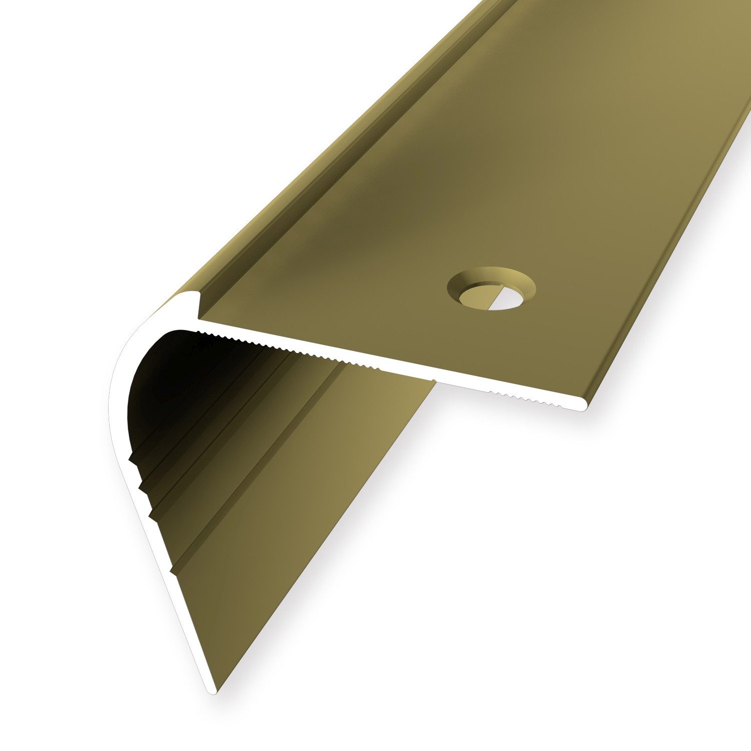 Küberit Treppenkantenprofil 48 x 48 x 2500 mm Winkelprofil Gold Gebohrt Aluminium