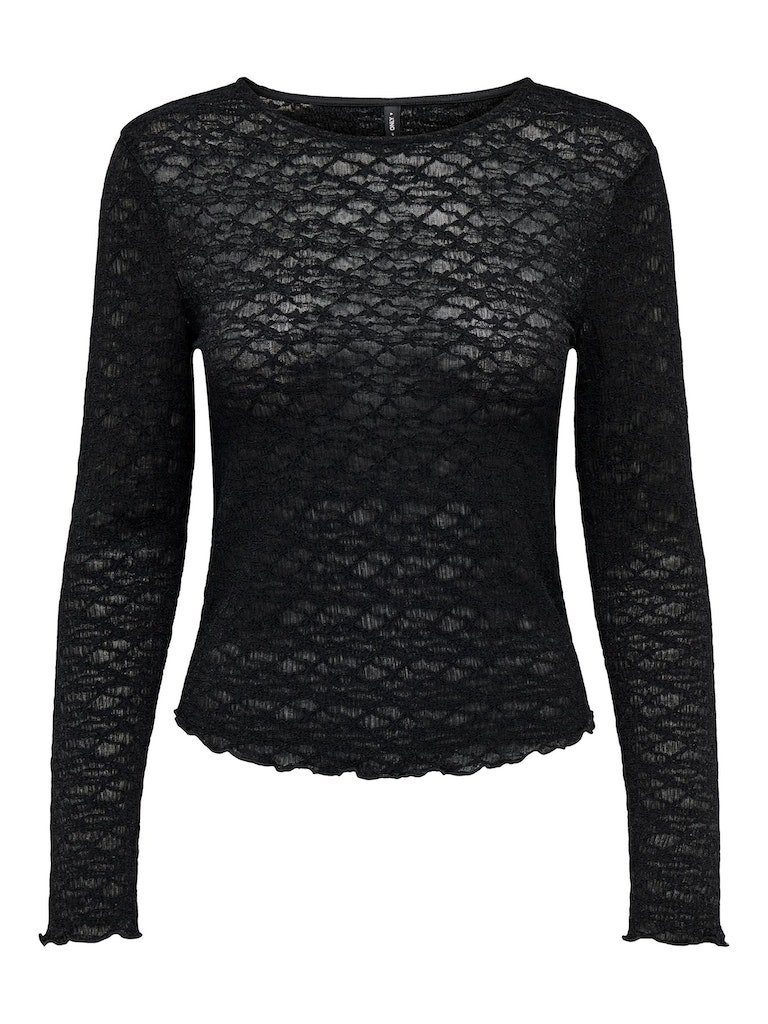 Haut En Dentelle Manches Longues ONLY Onllamir - Col Rond, Coupe Normale, Pour Femme, Style Romantique Décontracté - 5