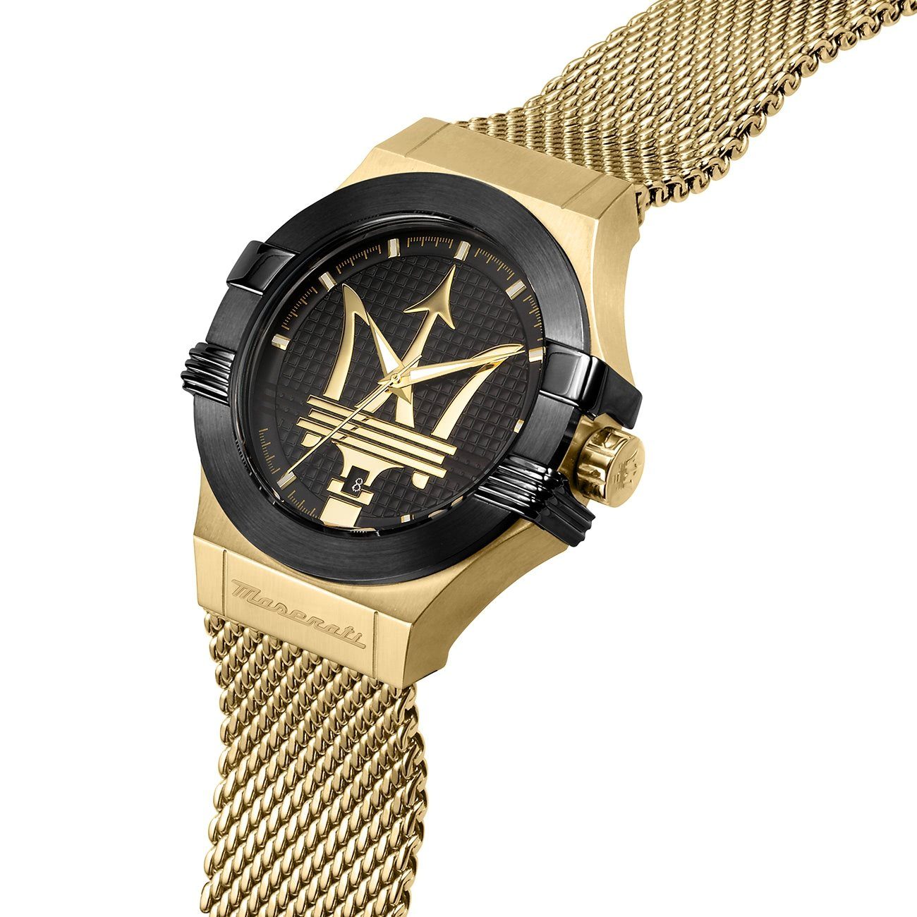 MASERATI Quarzuhr Maserati Herren Uhr Analog POTENZA, (Analoguhr), Herrenuhr rund, groß (ca. 40mm) Edelstahlarmband, Made-In Italy