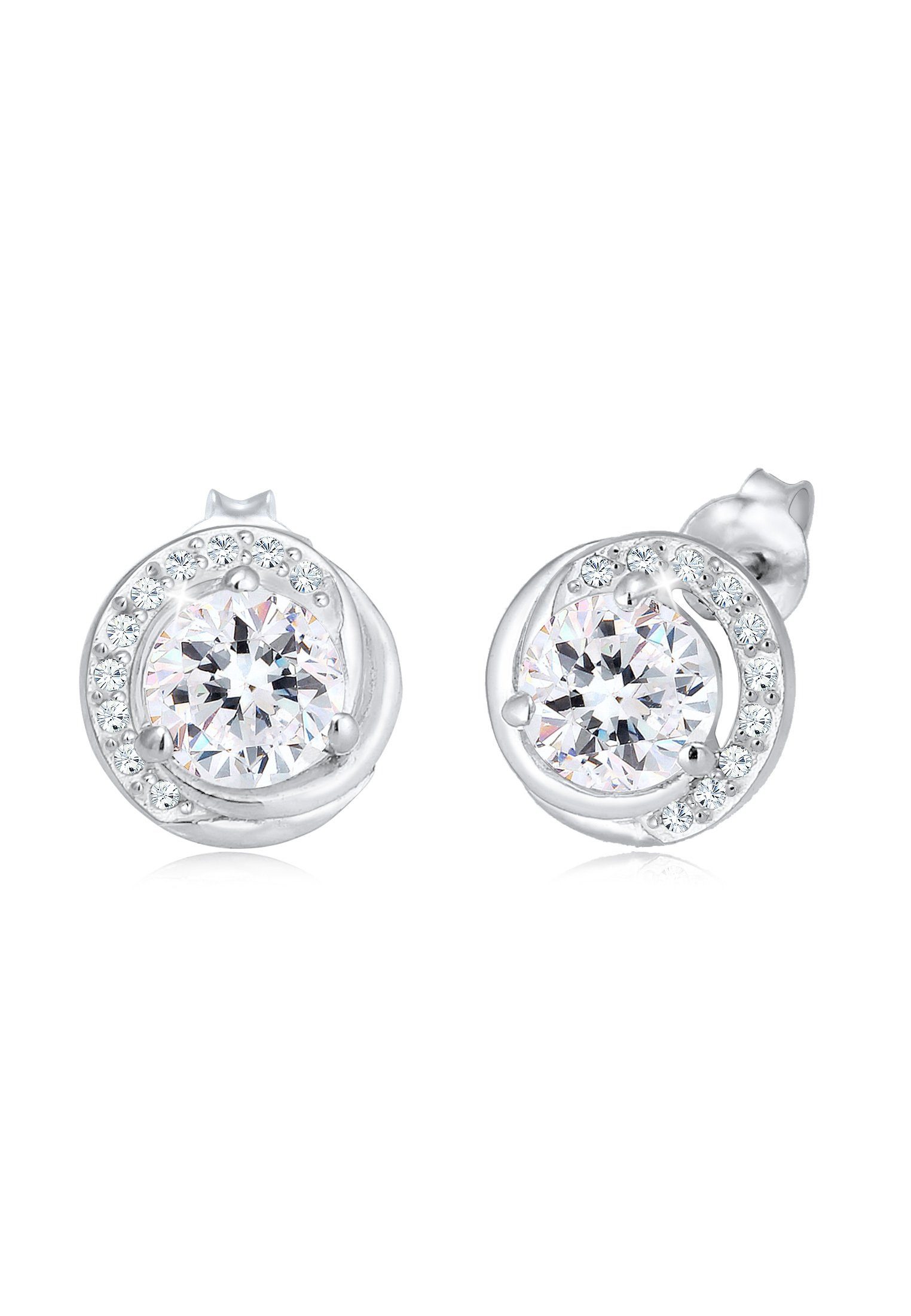 [Ich mag das] Elli Paar Ohrstecker Stecker Kreis Kreis Sterling aus Geo 925er Silber, Ohrringe Elegante 925 Silber Kristalle