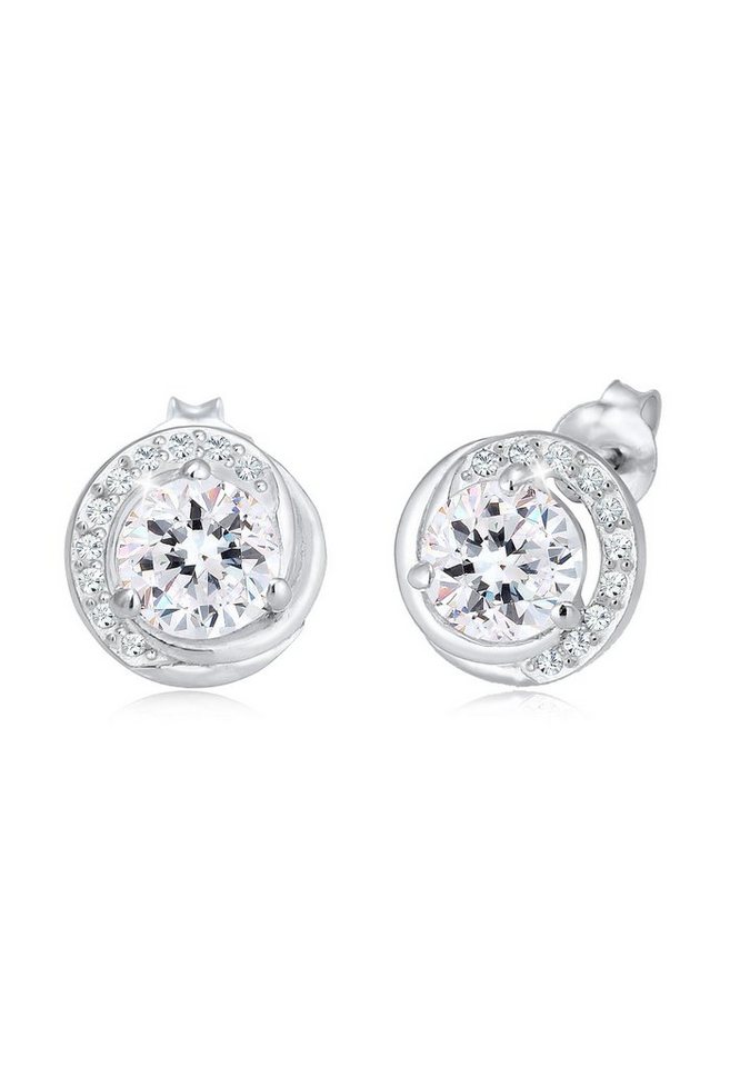 Elli Paar Ohrstecker Stecker Kreis Geo Kristalle 925 Silber, Elegante Kreis  Ohrringe aus 925er Sterling Silber