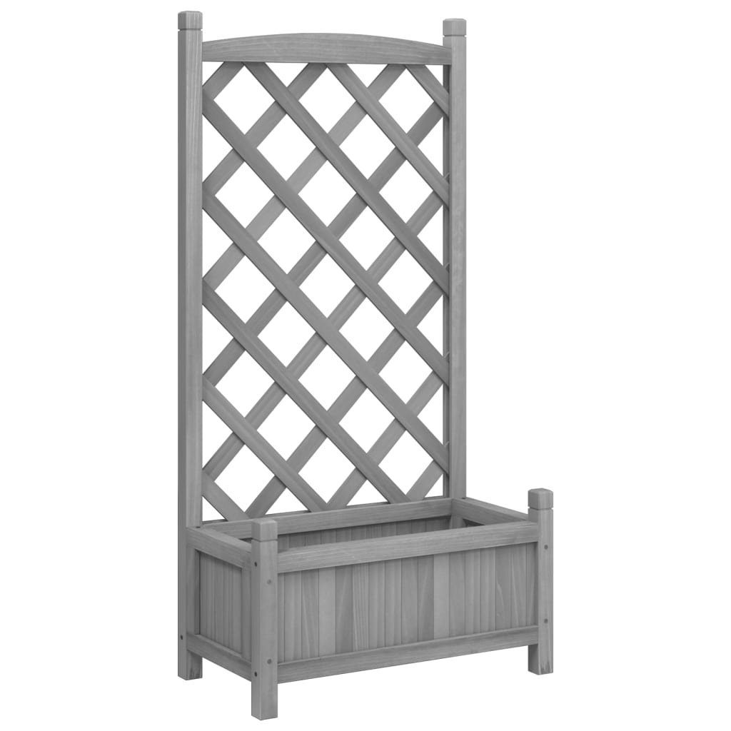 vidaXL Rankgitter 55 x 295 x 110 cm Pflanzkübel mit Spalier Grau Massivholz Tanne Rankhi