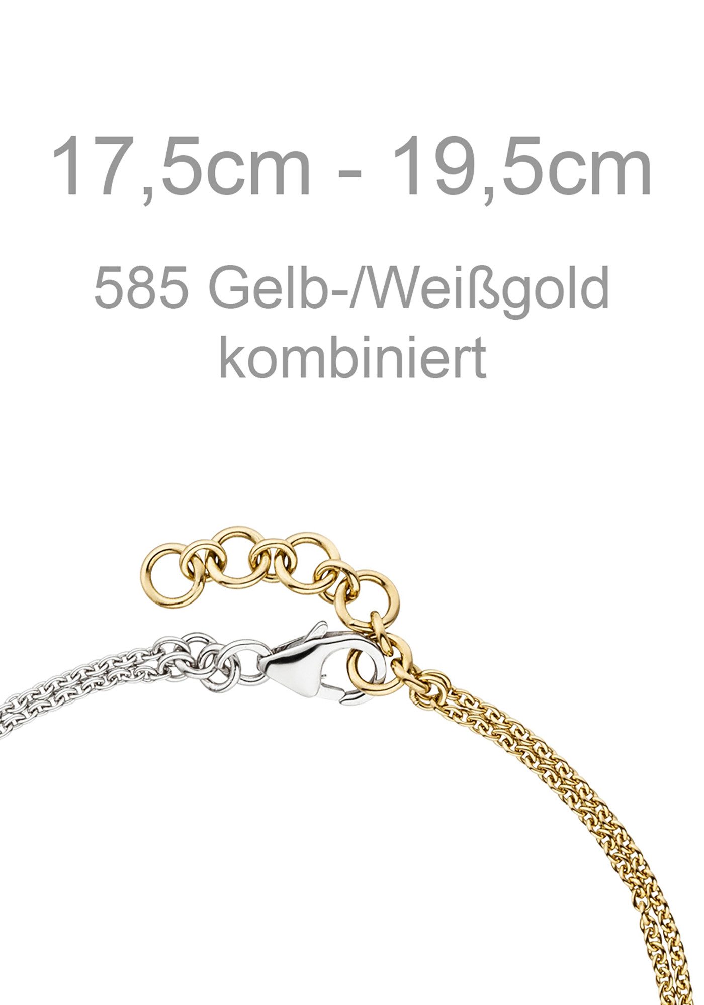 JOBO Armband Goldarmband Bicolor 2-reihig, 585 Gold mit 18 Diamanten 19,5 c günstig online kaufen