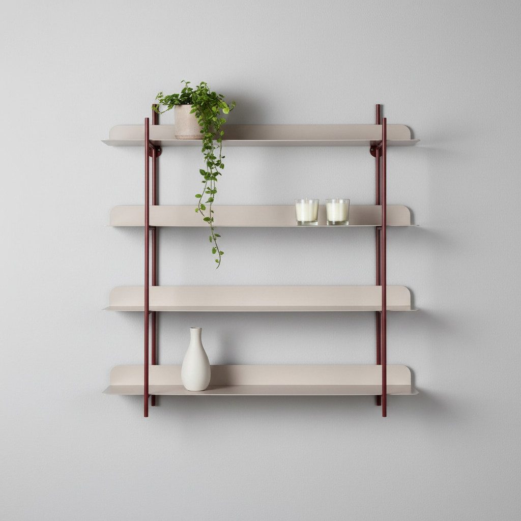 Present Time Wandregal Wandregal Metall 4 Ebenen modern 60x60 cm Regal Küche Wohnzimmer, 4 Ablagen, für Tassen, Gläser, Bücher & Deko