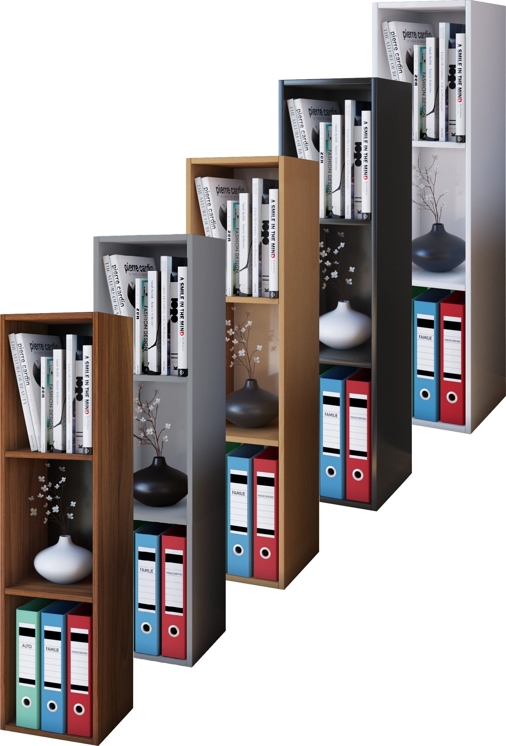 VCM Standregal Holz Stand Regal Aufbewahrung Deko Bücher Mendas 3, 1-tlg. Schwarz