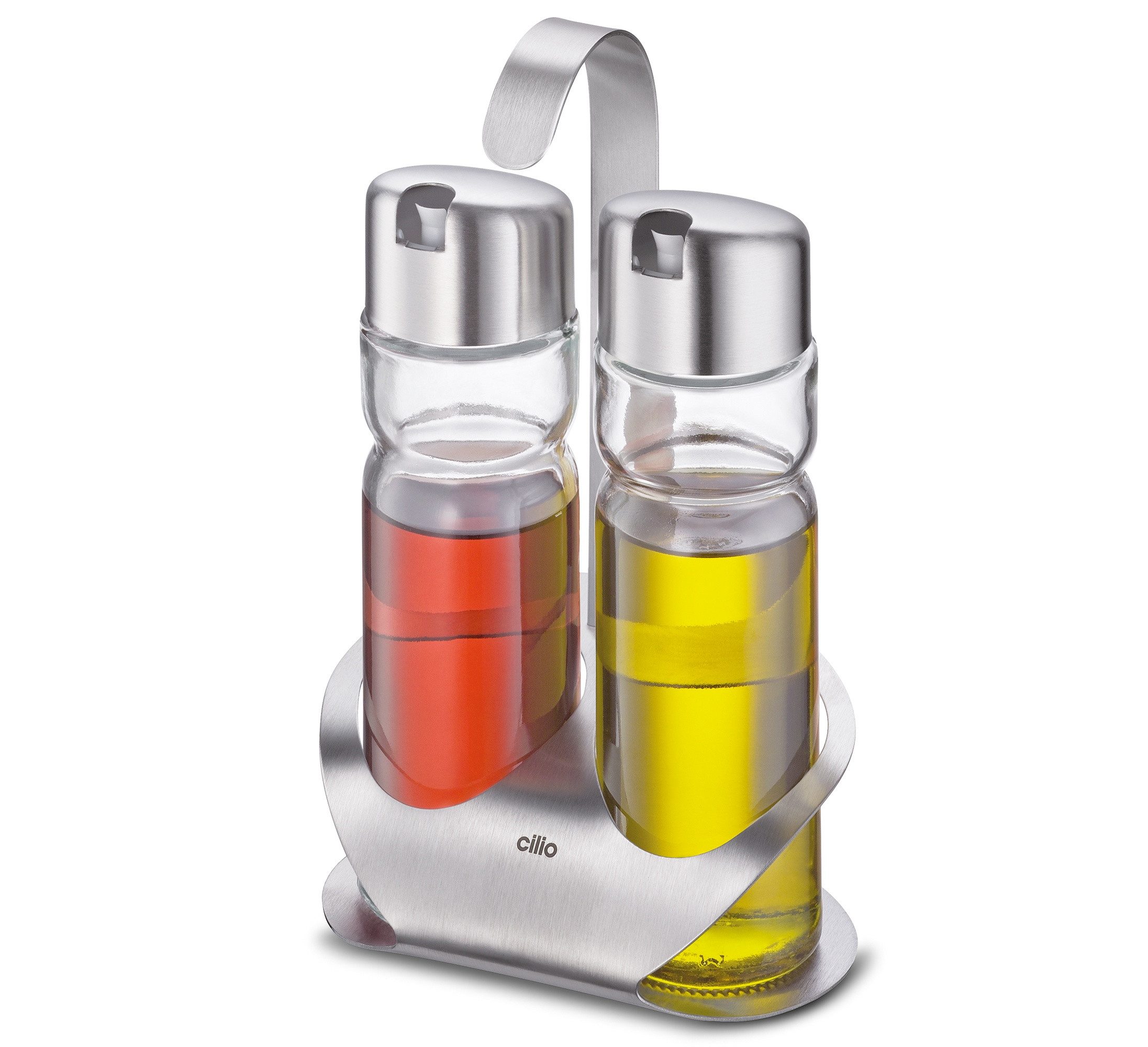 Cilio Menage-Set Essig & Öl Dosierer Spender Essigspender Ölspender Set 2tlg cilio, (Set bestehend aus Essig- und Ölspender sowie 1 Ständer)