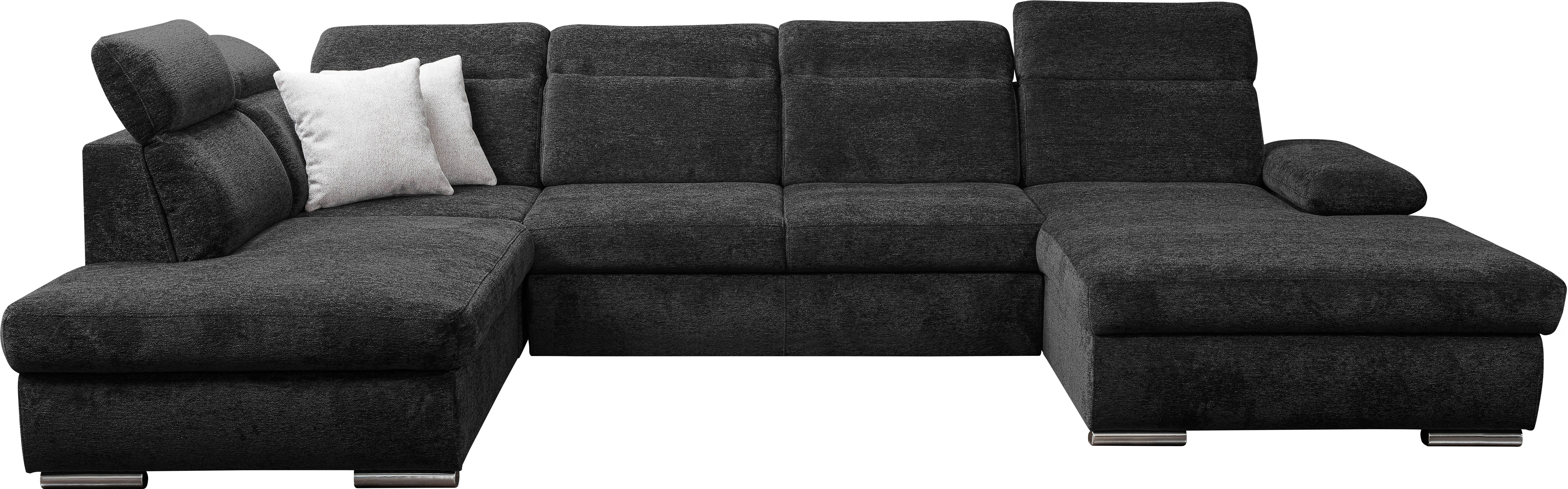 WERK2 Wohnlandschaft, Struktur weich, U-Form, XXL, Schlaffunktion, Bettkasten