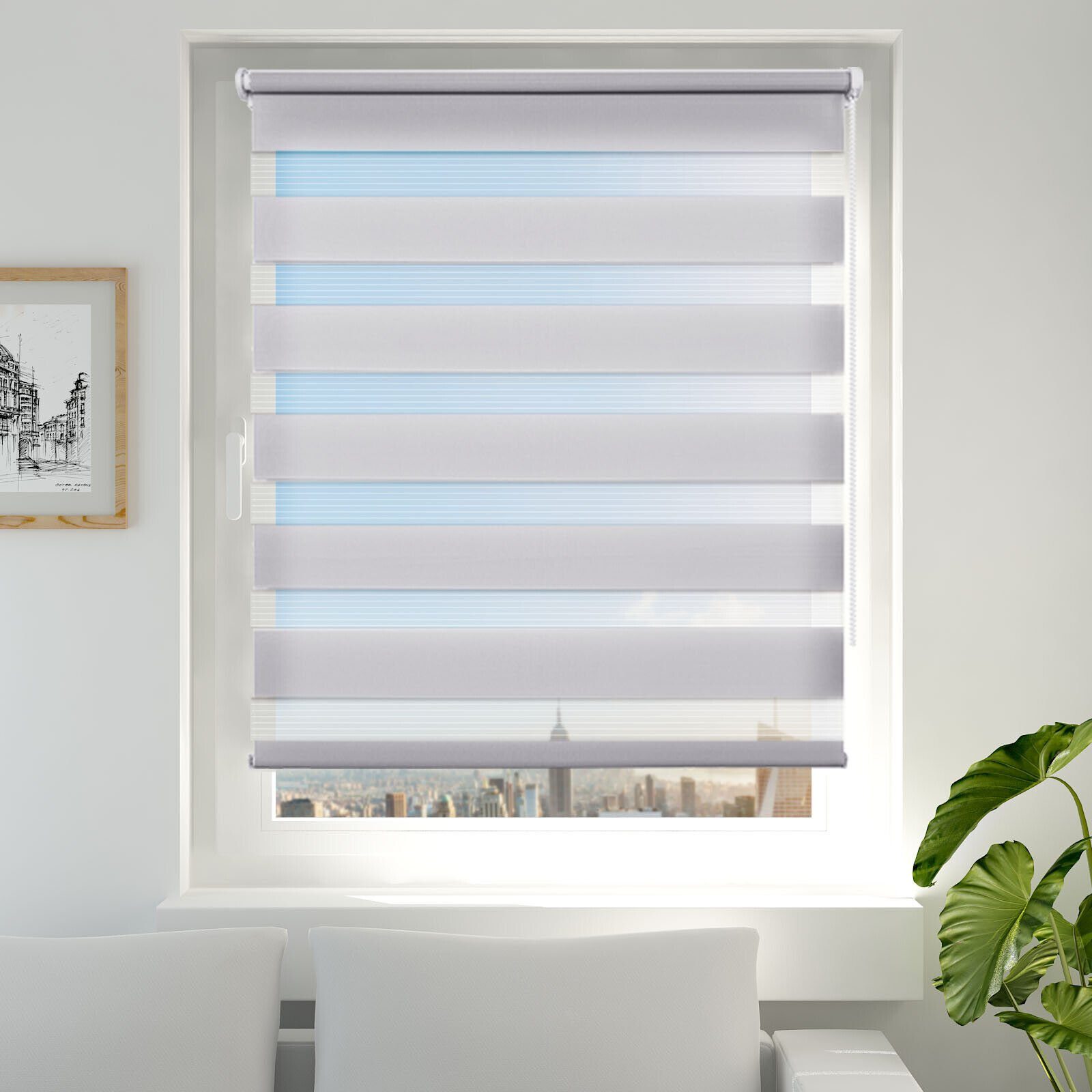 Doppelrollo ohne Bohren 130cm/150cm/230cm, OUBO, freihängend, verspannt, Kl günstig online kaufen