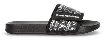 Calvin Klein Jeans AOP POOL SLIDE Badepantolette, Sommerschuh, Schlappen, Badeschuh, Poolslides mit Logoschriftzügen