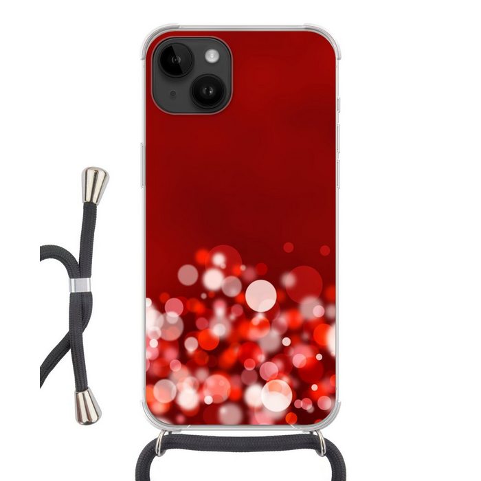 MuchoWow Handyhülle Roter Glitzer mit unscharfem Hintergrund Handyhülle Telefonhülle Apple iPhone 14