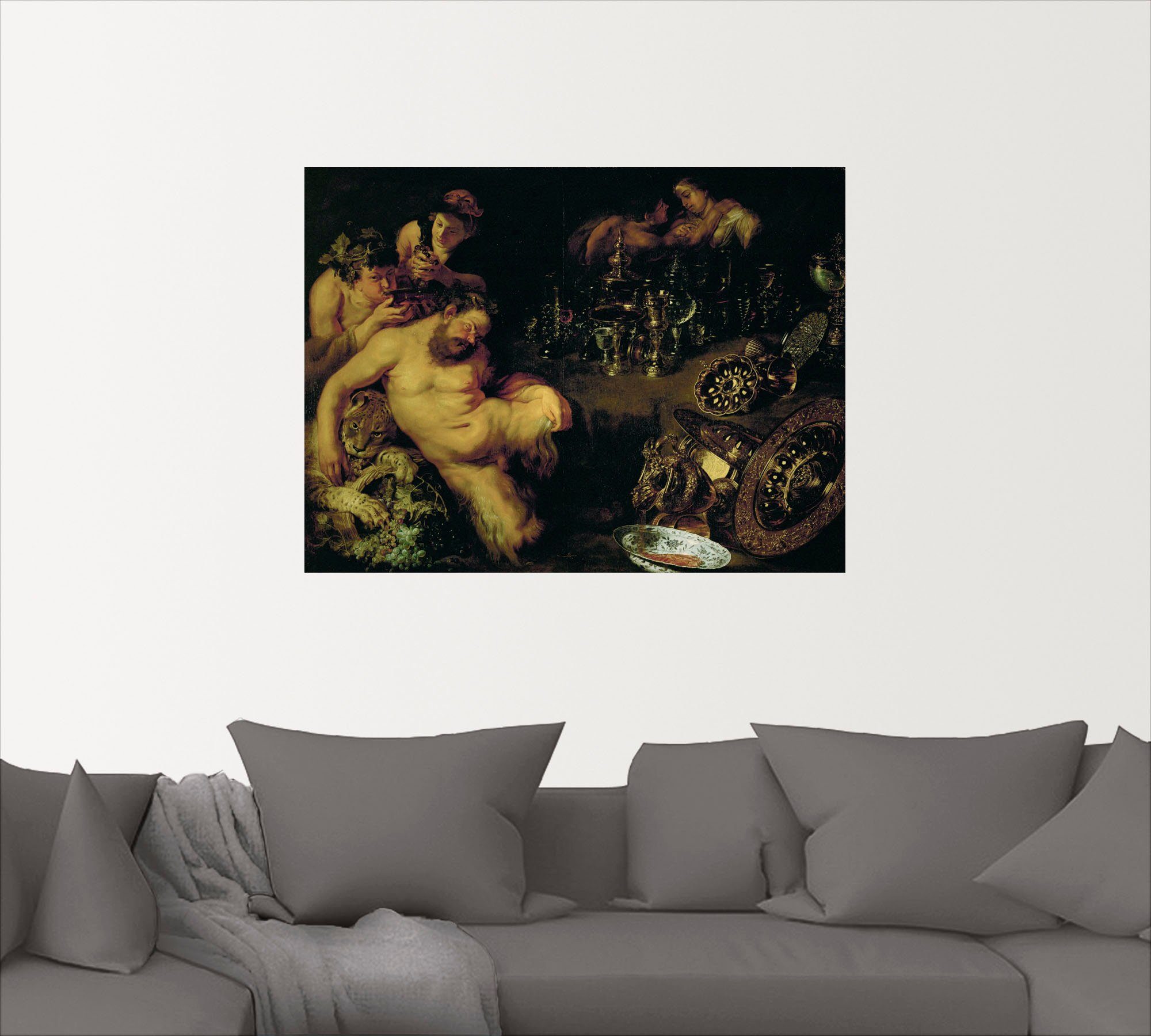 Artland Wandbild schlafender Fantasie Größen St), als versch. oder klassische Leinwandbild, Satyr, in (1 Poster Trunkener Wandaufkleber