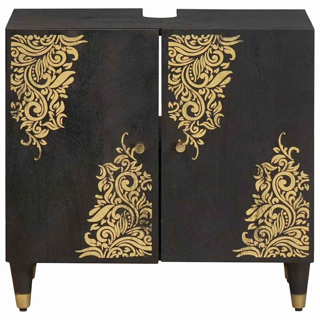 vidaXL Badezimmerspiegelschrank Waschbeckenunterschrank mit Speicher Schwarz 62 x 33 x 58 cm (1-St)