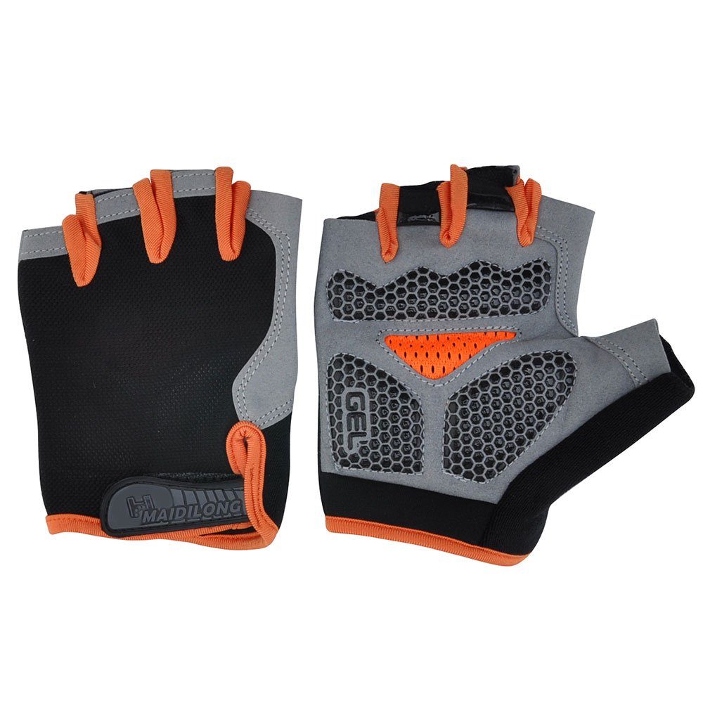 Sunicol Fahrradhandschuhe Fingerlose Halbfinger Handschuhe,für Outdoor Fahrrad MTB Radsport (set) Radfahren Fitnessstudio Joggen Bewegungstraining Orange
