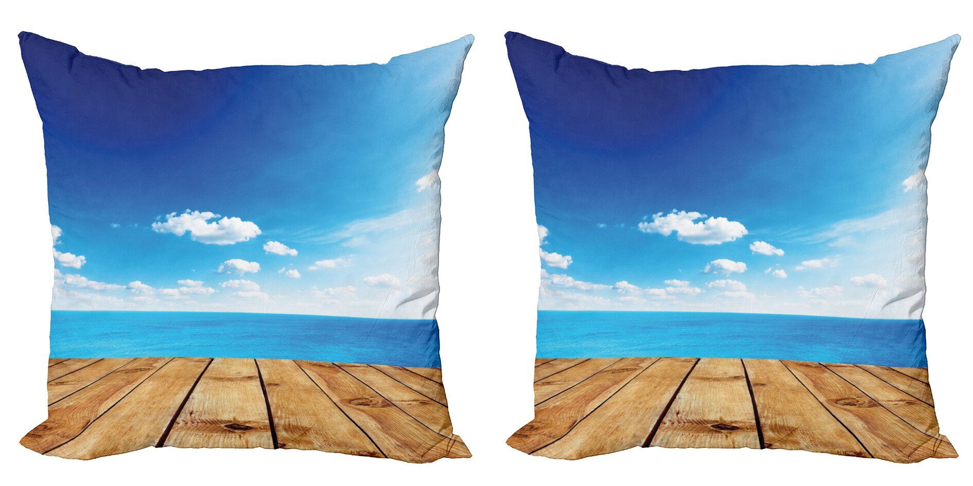 Kissenbezüge Modern Accent Doppelseitiger Digitaldruck, Abakuhaus (2 Stück), Nautisch Seascape bewölkt Strand