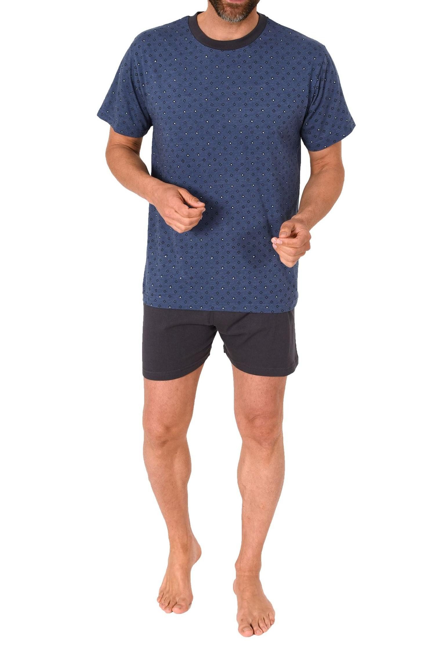 Pyjama Normann Herren Schlafanzug kurz Shorty Pyjama in melange Optik
