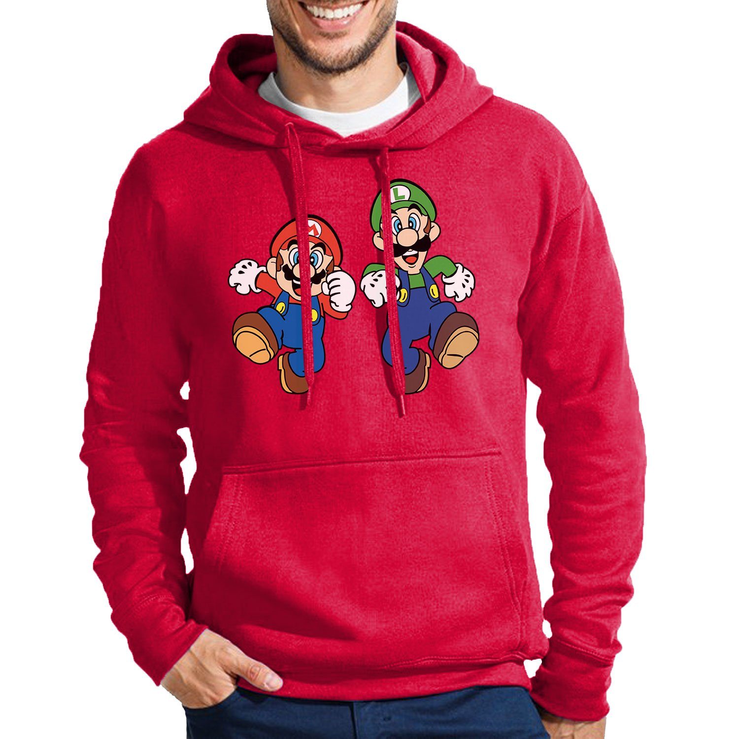 Hoodie Herren Mario & Luigi Super Retro Konsole Super Luigi