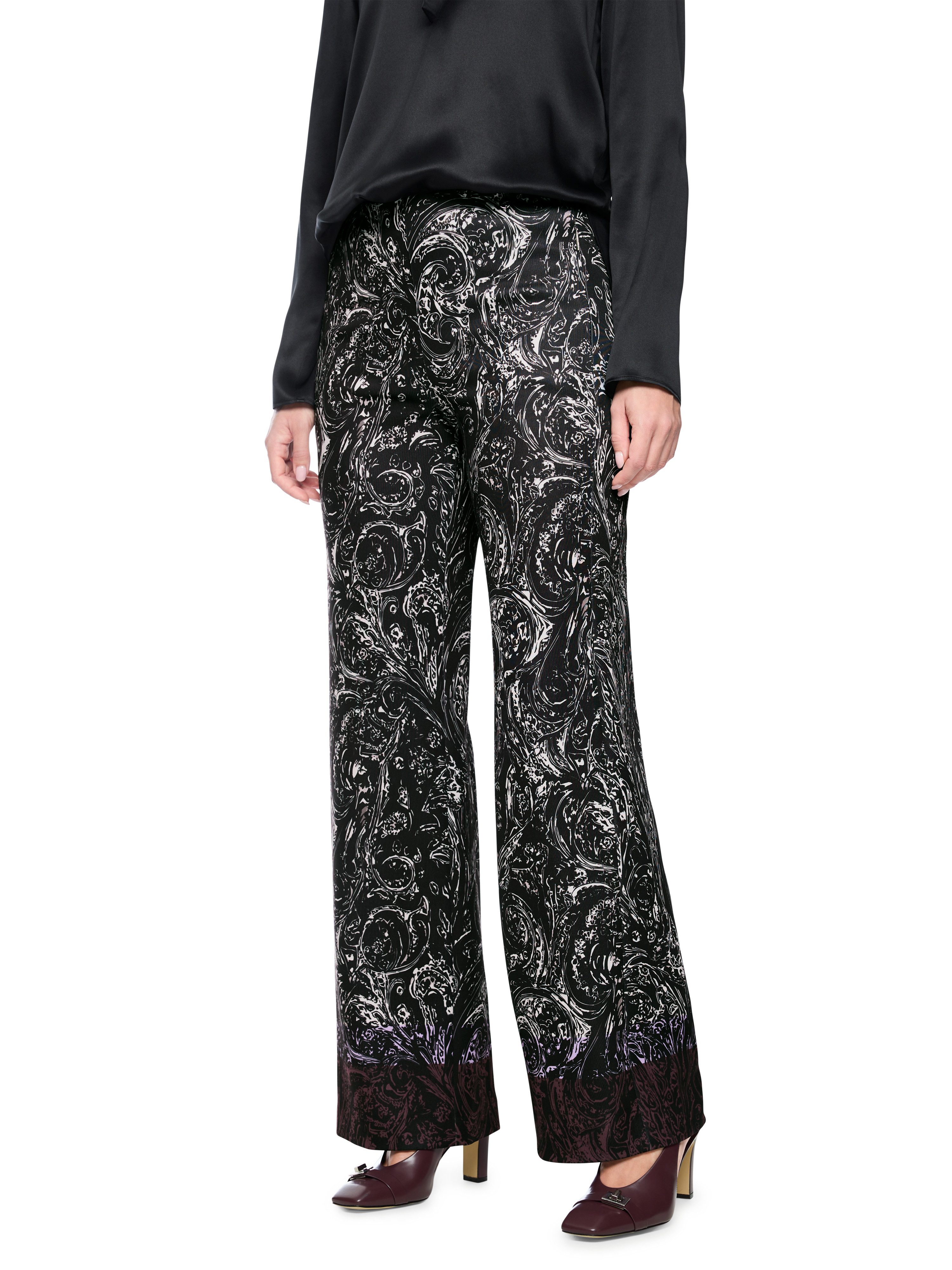 Marc Cain Jerseyhose Urban Office Premium Damenmode Model: WINDER Wide Fit mit Allover-Print