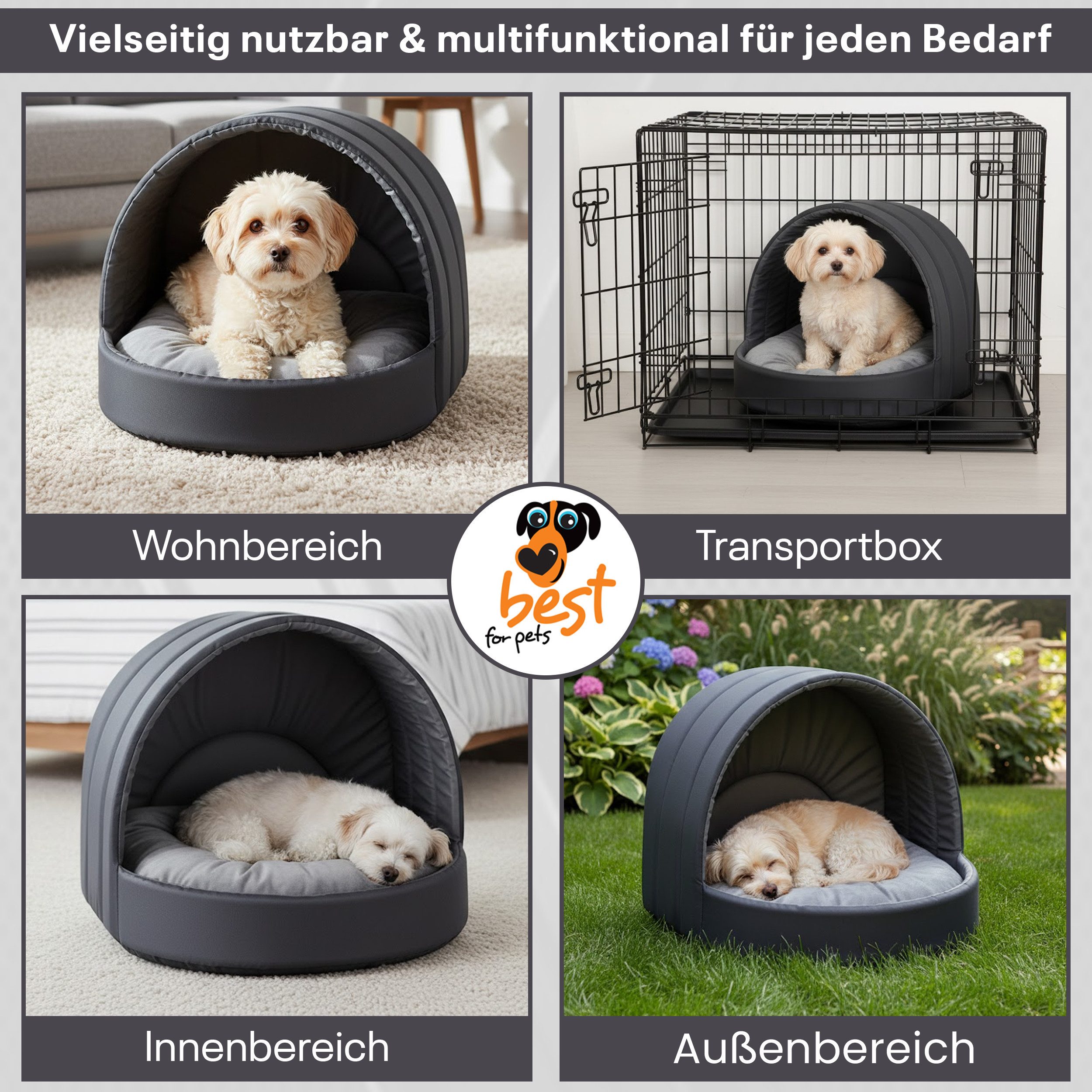 Best for Pets Hundehütte Best For Pets Gemütliches Hundehaus–Waschbares Bett für Hunde & Katzen