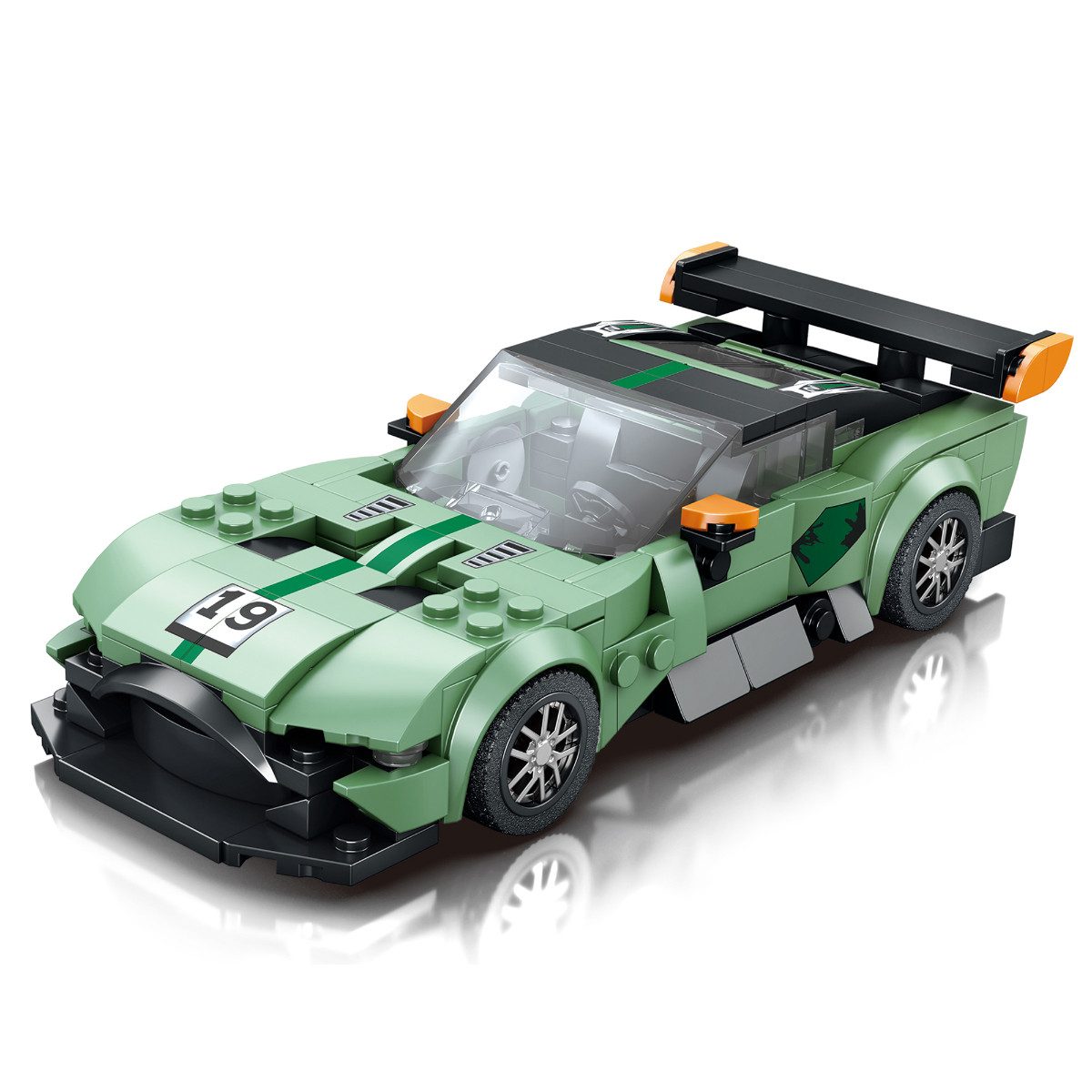 Reobrix 798 Spielbausteine, (316 St., Klemmbaustein Modellbausatz), 1:24 Sportwagen mit Türen zum Öffnen und Metallic Rädern