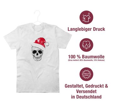Shirtracer T-Shirt Totenkopf Weihnachtsmütze Vintage Weihachten Kleidung