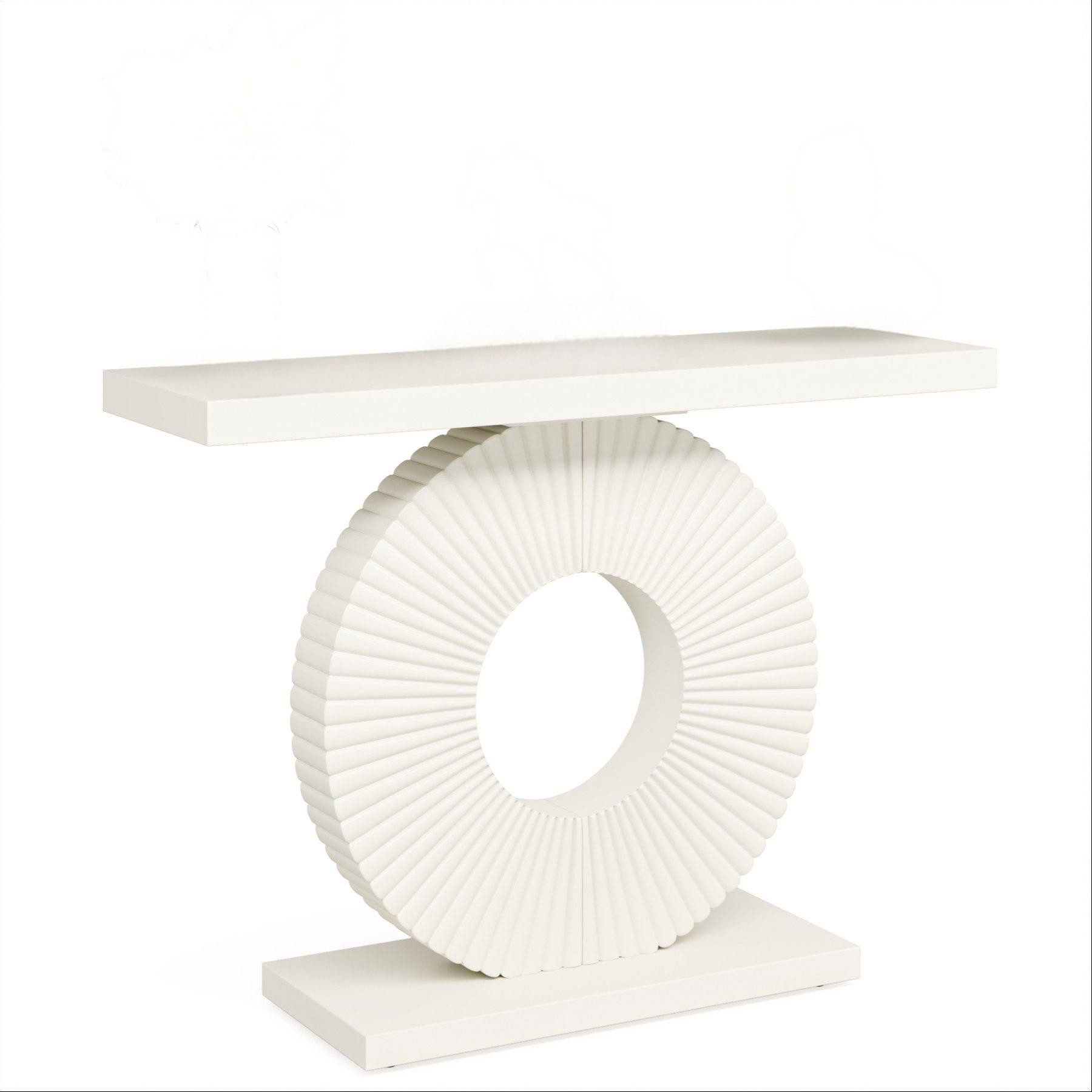 Celya Konsolentisch Konsolentisch Flurtisch mit eine runde, blumenförmige Basis 100 x 30 x 79 cm, Weiß
