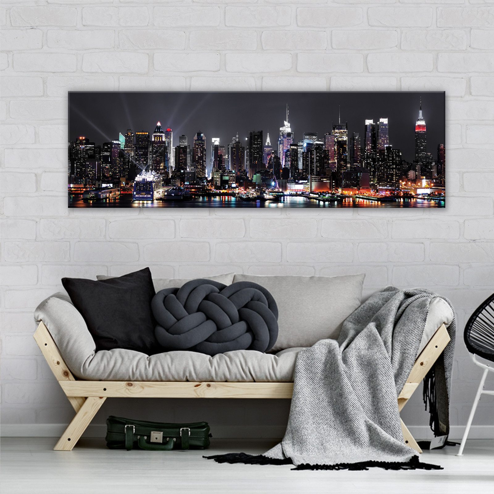 Wallarena Leinwandbild New York Stadt bei Nacht Modern XXL Leinwandbilder B günstig online kaufen