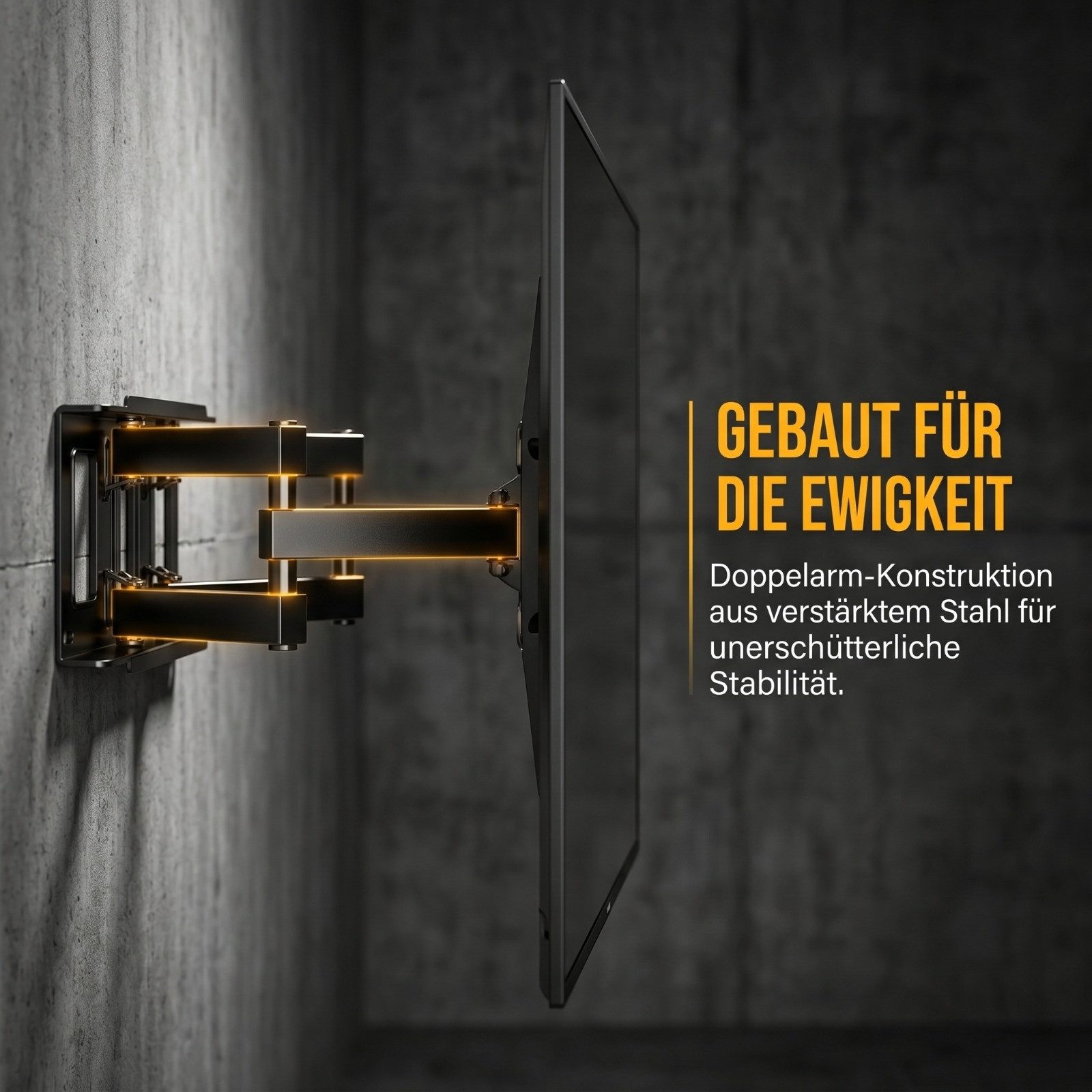 Alphamount TV-Wandhalterung schwenkbar neigbar, ausziehbar 386 mm, (bis 80 Zoll, bis 45 kg, VESA 200×100–600×400) – Bild 4 von 5