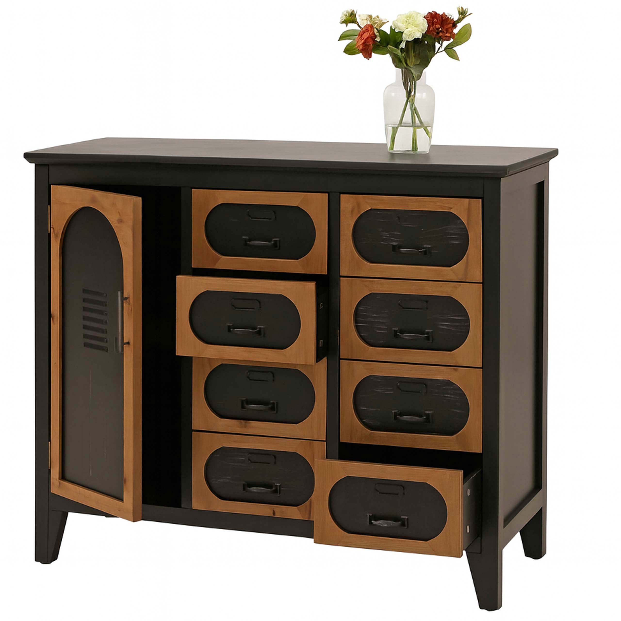 MCW Apothekerschrank MCW-O63-M Griffe und Fronten aus Metall, Vintage-Style