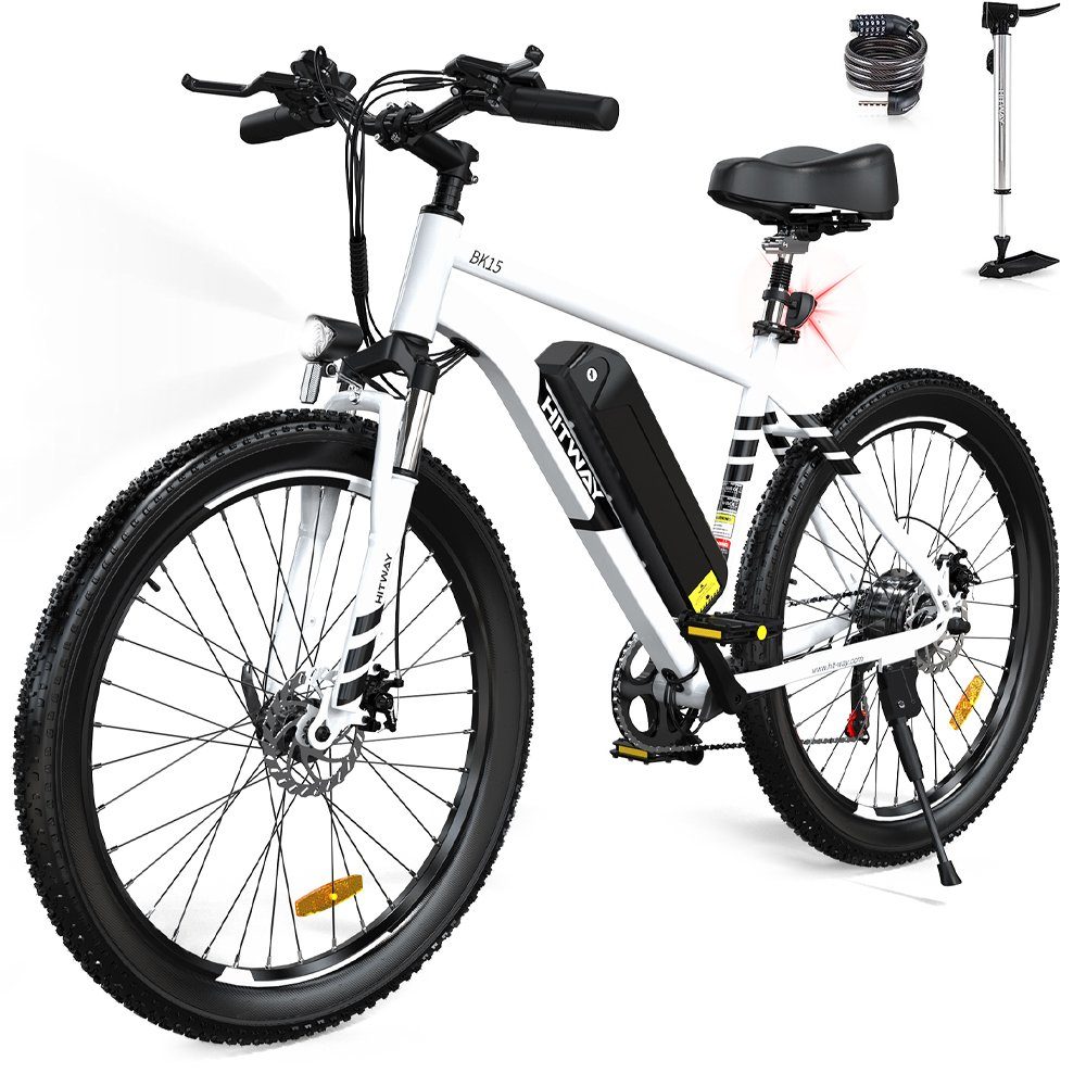 HITWAY E-Bike 26", 7 Gang Shimano, Kettenschaltung, Heckmotor, MTB 36V11.2AH abnehmbarer Akku, Doppelscheibenbremse, Shimano 7G