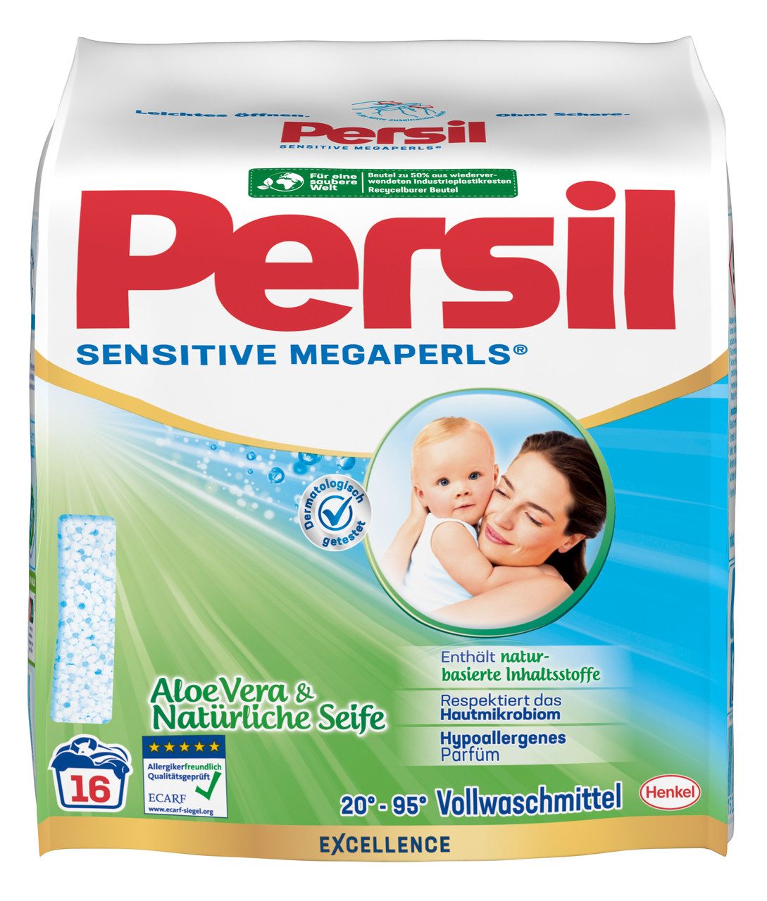 Persil Sensitive Megaperls 16 WL Vollwaschmittel (1-St. Waschperlen für Allergiker & Babys)